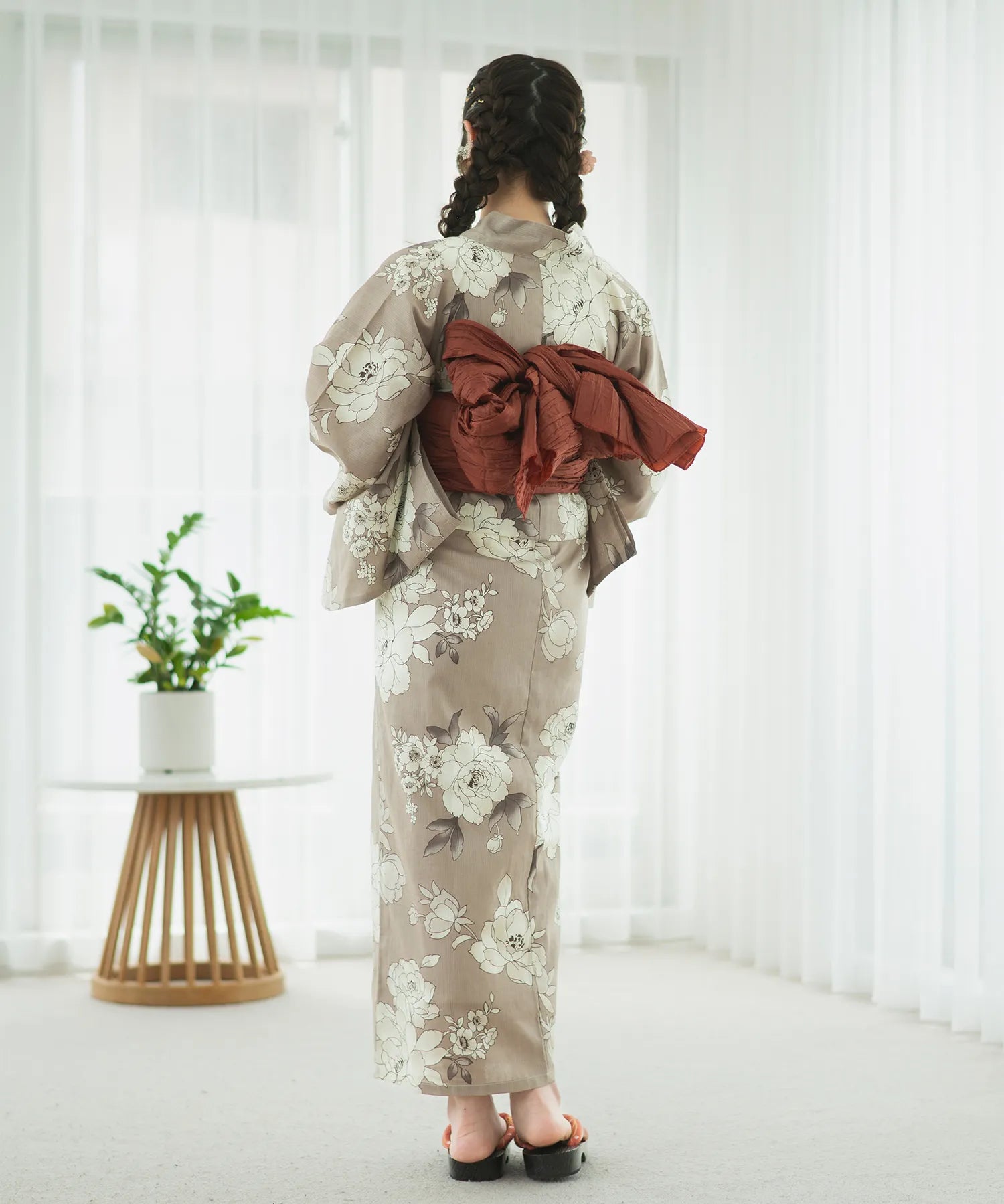 夏麗し浴衣 芍薬美人 4点セット（浴衣・兵児帯・腰紐×2)