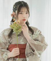 夏麗し浴衣 芍薬美人 4点セット（浴衣・兵児帯・腰紐×2)