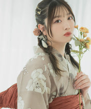 夏麗し浴衣 芍薬美人 4点セット（浴衣・兵児帯・腰紐×2)