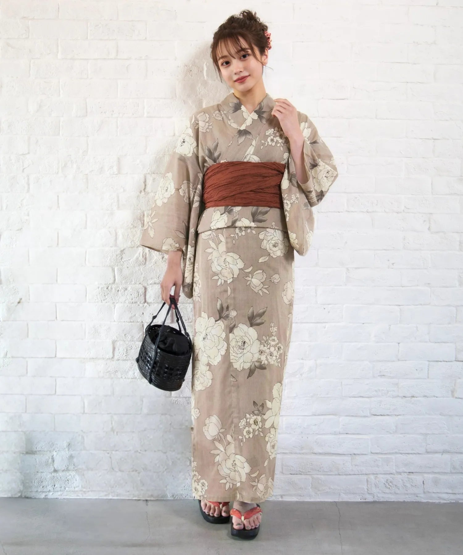 夏麗し浴衣 芍薬美人 4点セット（浴衣・兵児帯・腰紐×2)