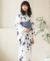夏麗し浴衣 梅の花笑み 4点セット（浴衣・兵児帯・腰紐×2)