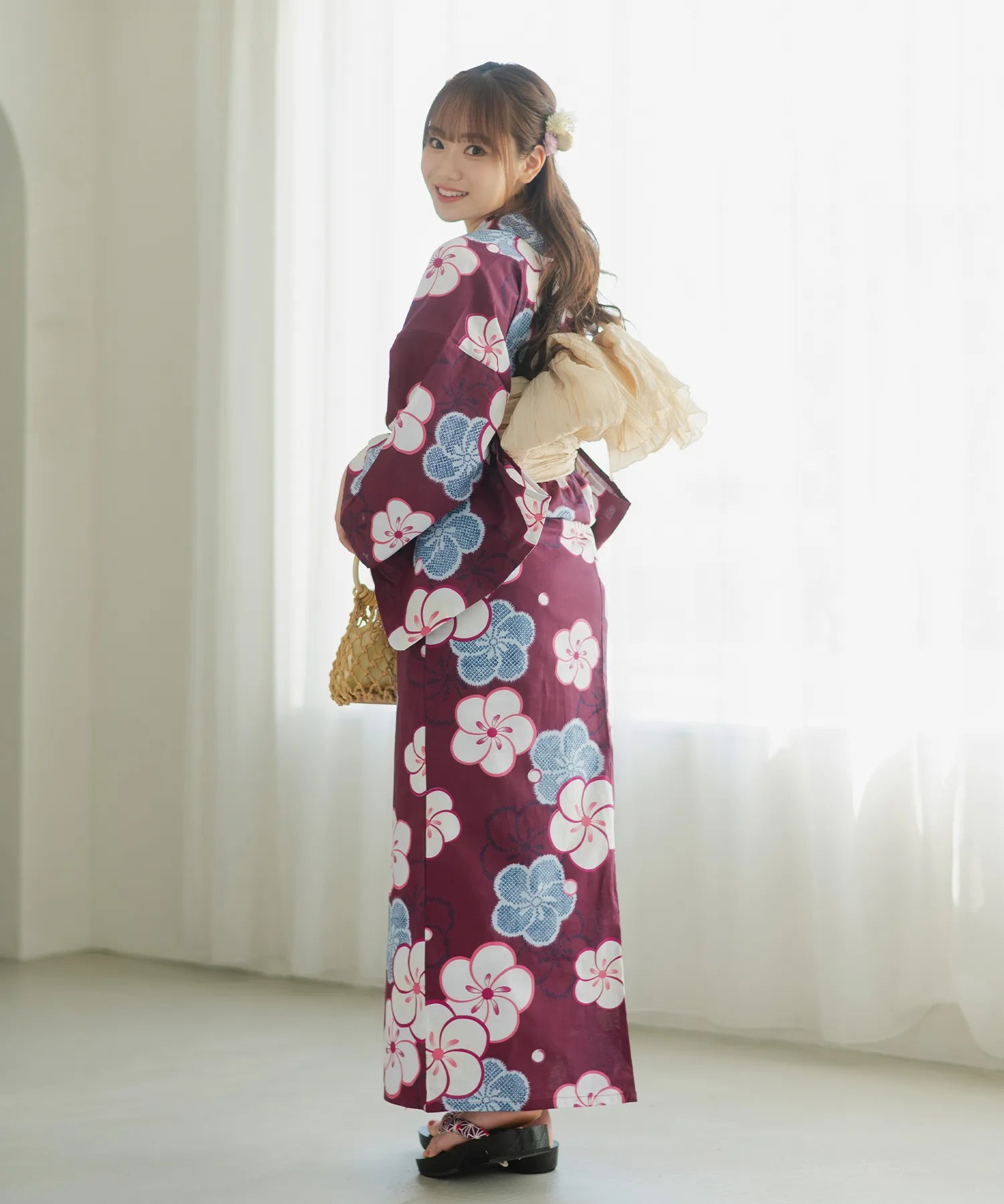 夏麗し浴衣 梅姫 4点セット（浴衣・兵児帯・腰紐×2)