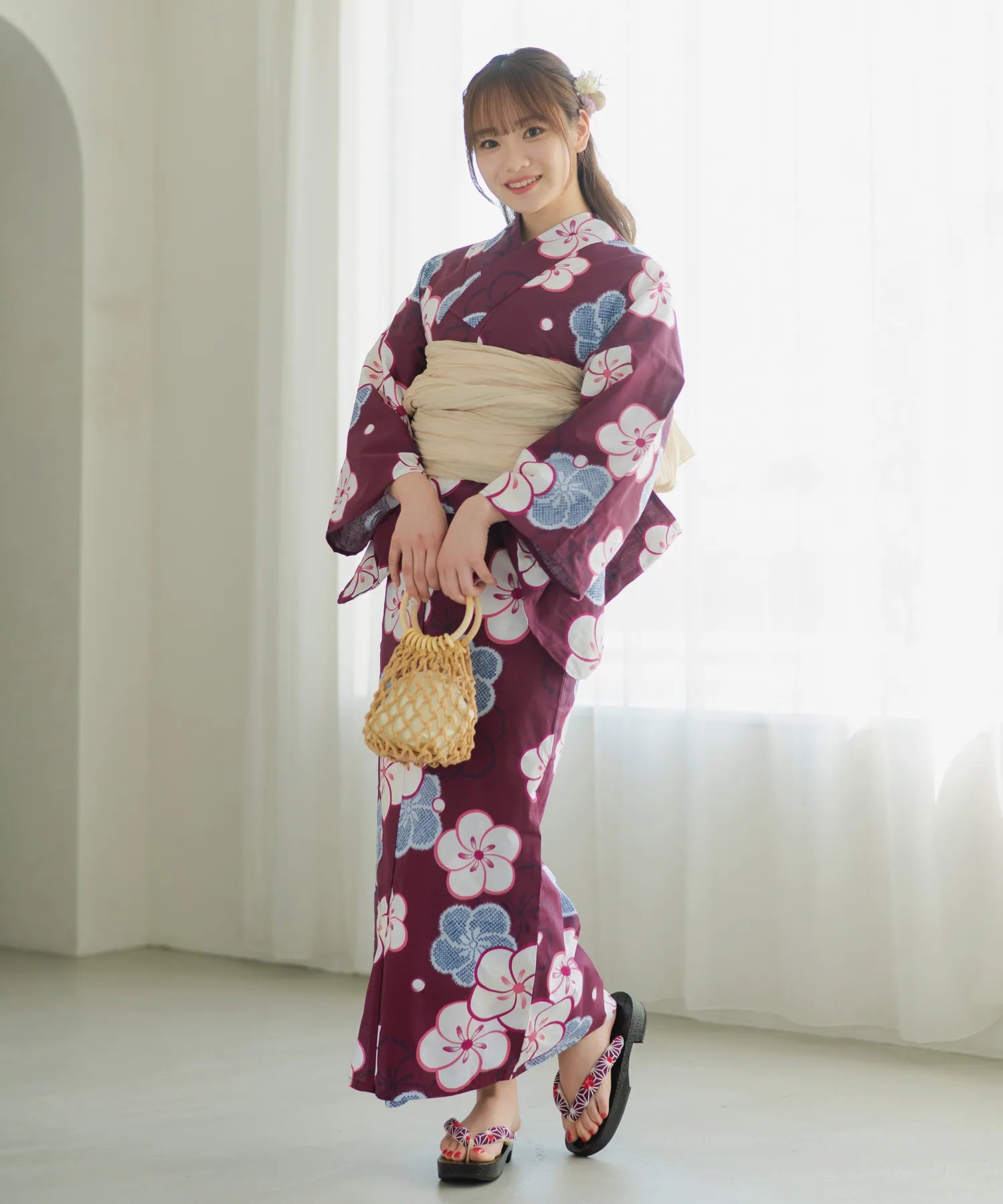 夏麗し浴衣 梅姫 4点セット（浴衣・兵児帯・腰紐×2)