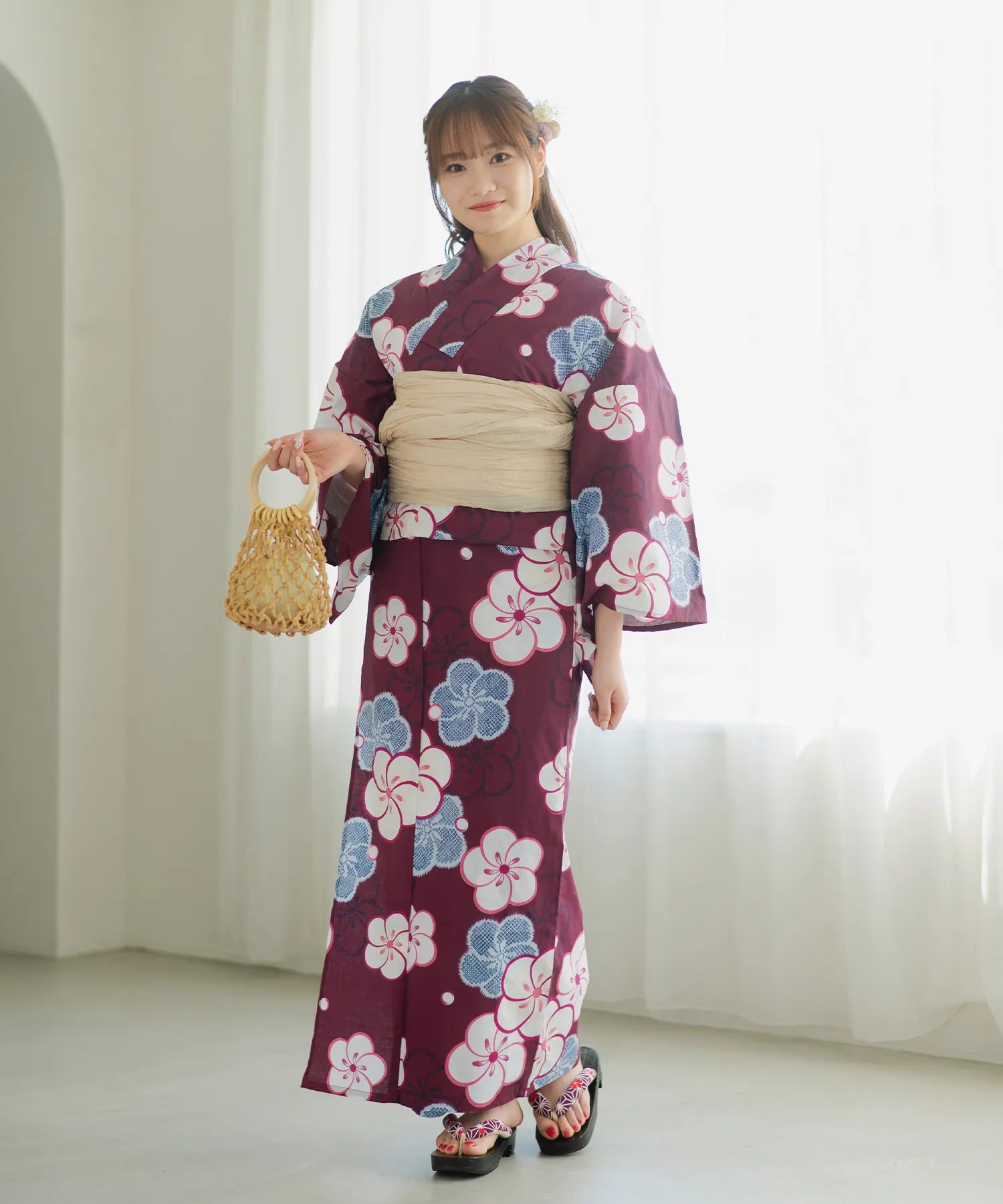 夏麗し浴衣 梅姫 4点セット（浴衣・兵児帯・腰紐×2)