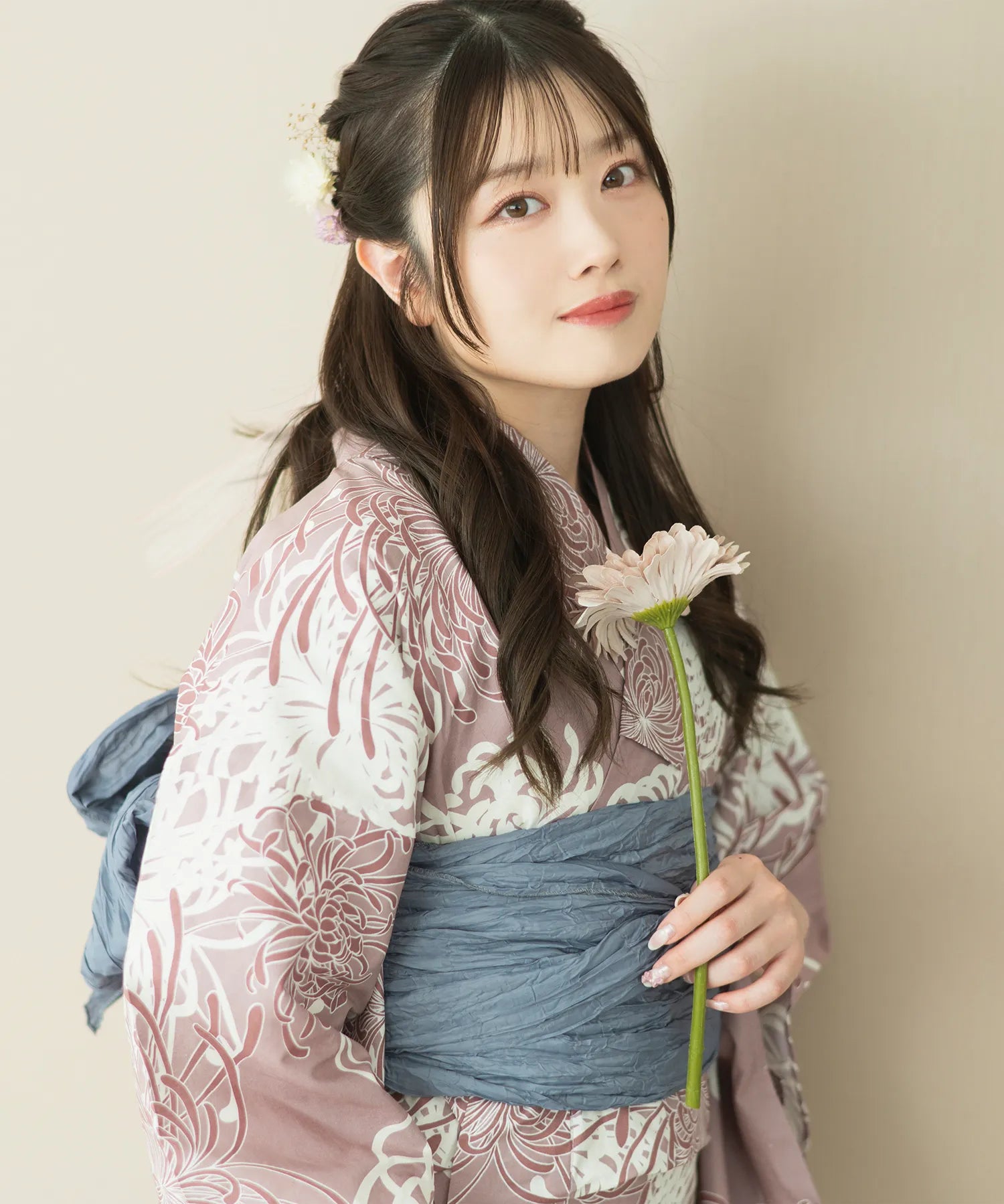 夏麗し浴衣 乱菊恋慕 下駄付き5点セット(浴衣・兵児帯・腰紐×2・下駄)