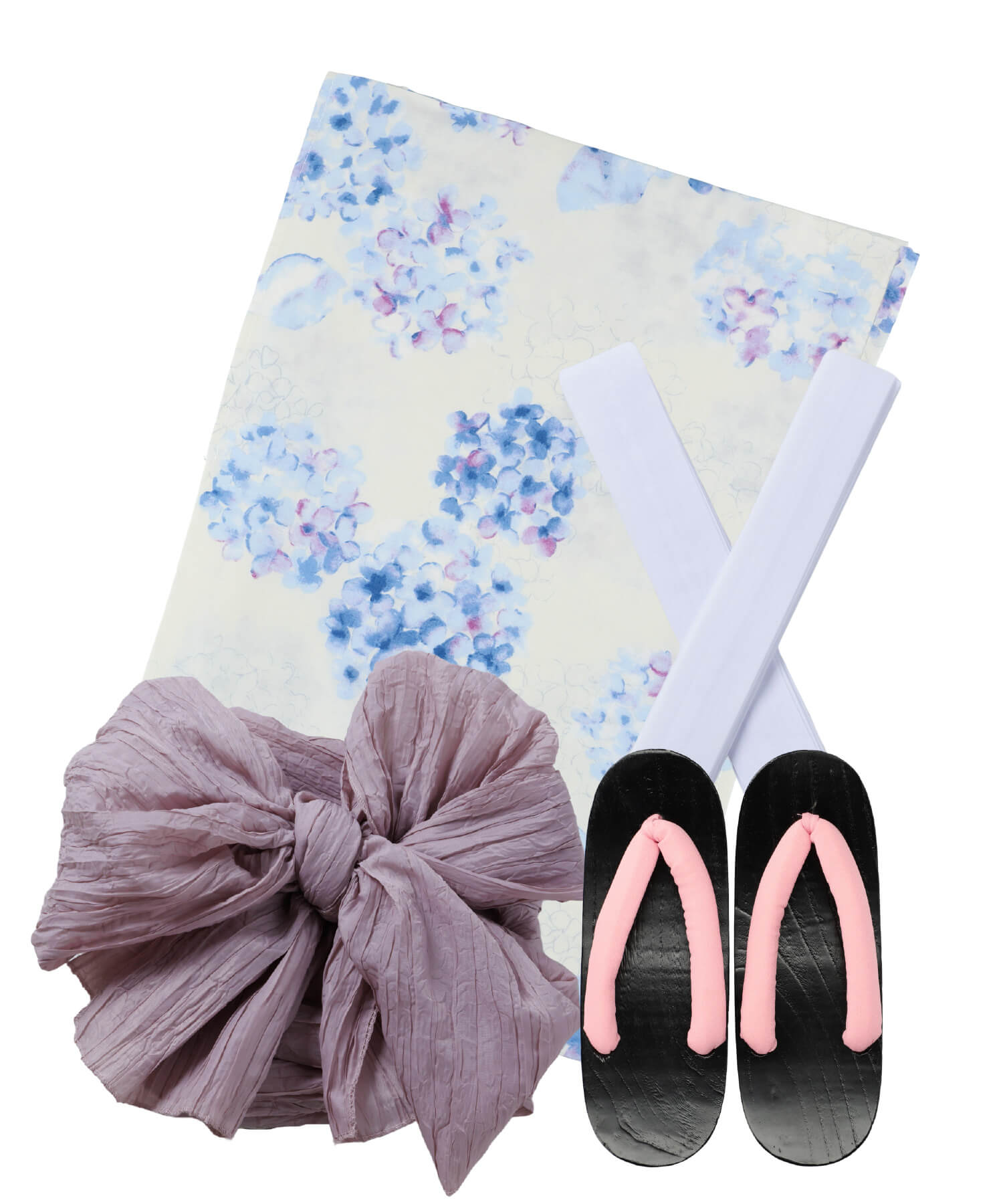 夏麗し浴衣 紫陽花の幻想 下駄付き5点セット(浴衣・兵児帯・腰紐×2