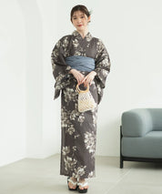 夏麗し浴衣 優美のばら 下駄付き5点セット(浴衣・兵児帯・腰紐×2・下駄)