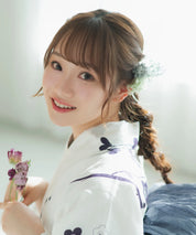 夏麗し浴衣 梅の花笑み 下駄付き5点セット(浴衣・兵児帯・腰紐×2・下駄)