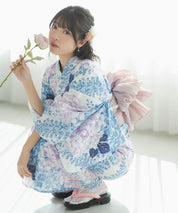 煌やか花浴衣 甘い菊藤咲き 下駄付き5点セット(浴衣・兵児帯・腰紐×2・下駄)