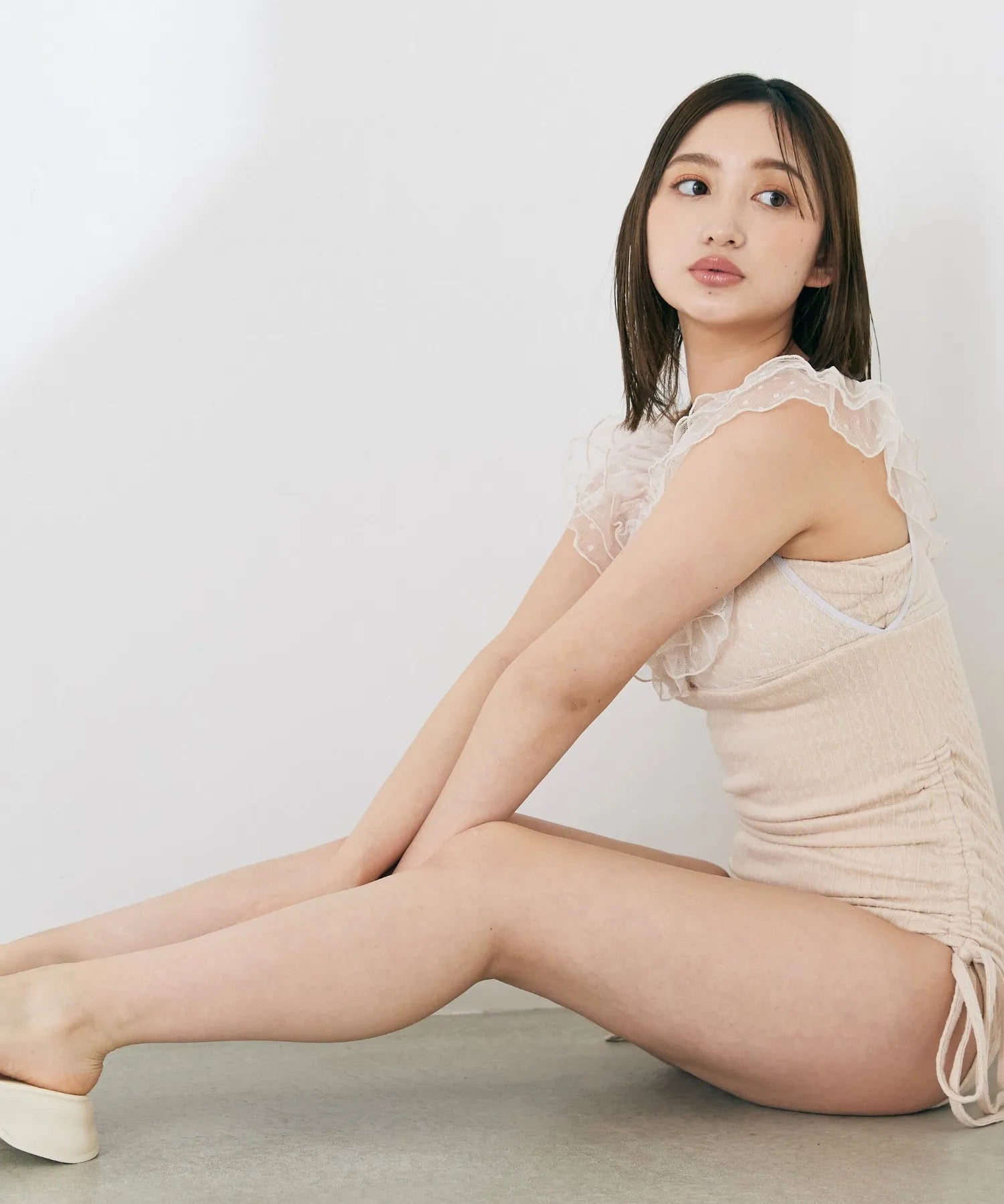 ドットチュールワンピーススイムウェア