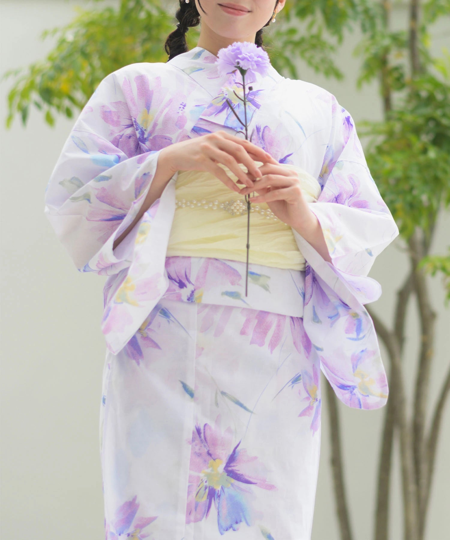 夏恋浴衣 マーガレットの花便り 4点セット(浴衣・兵児帯・腰紐×2)