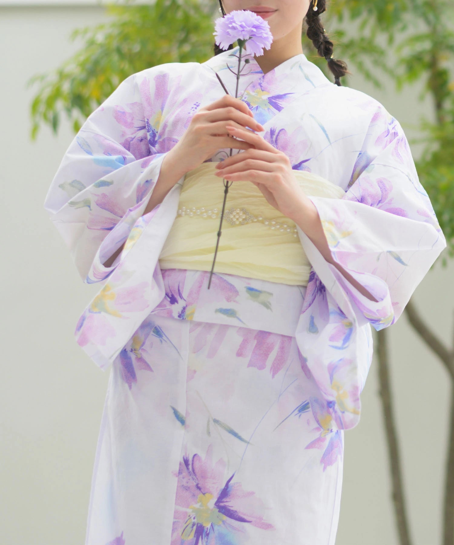 夏恋浴衣 マーガレットの花便り 4点セット(浴衣・兵児帯・腰紐×2)