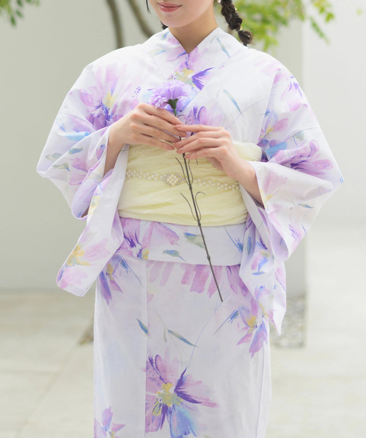 夏恋浴衣 マーガレットの花便り 4点セット(浴衣・兵児帯・腰紐×2)