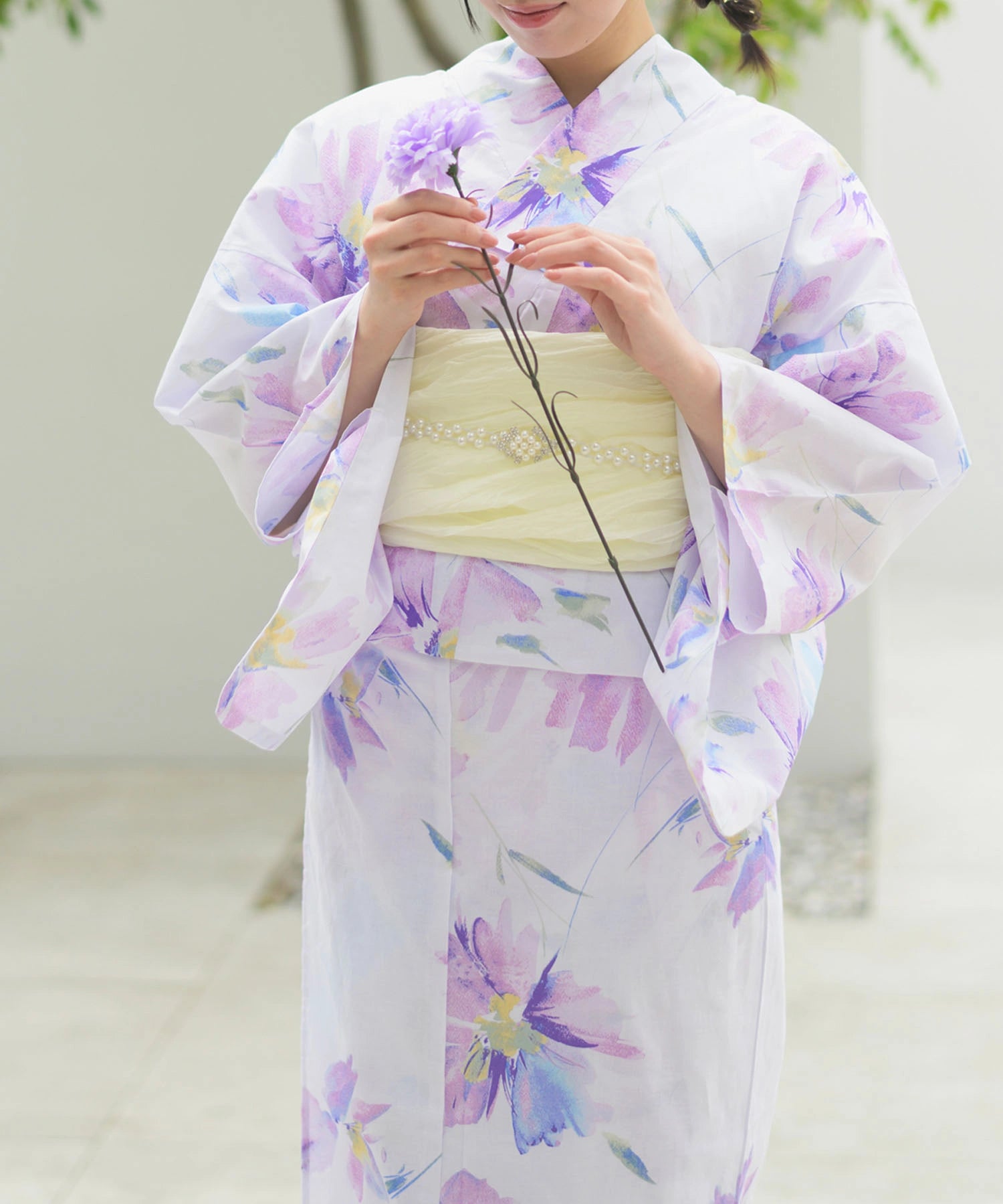 夏恋浴衣 マーガレットの花便り 4点セット(浴衣・兵児帯・腰紐×2)