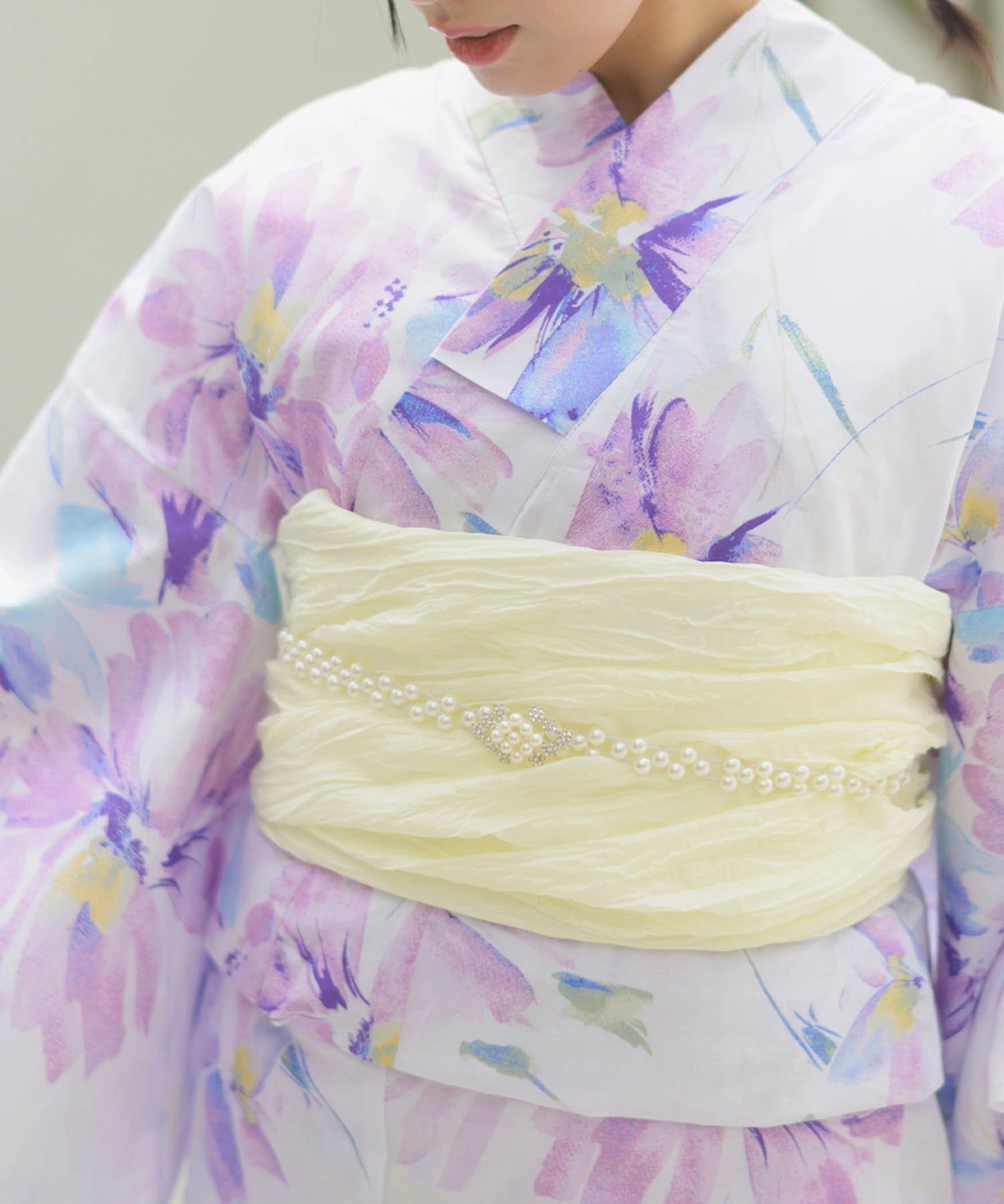 夏恋浴衣 マーガレットの花便り 下駄付き5点セット(浴衣・兵児帯・腰紐×2・下駄)