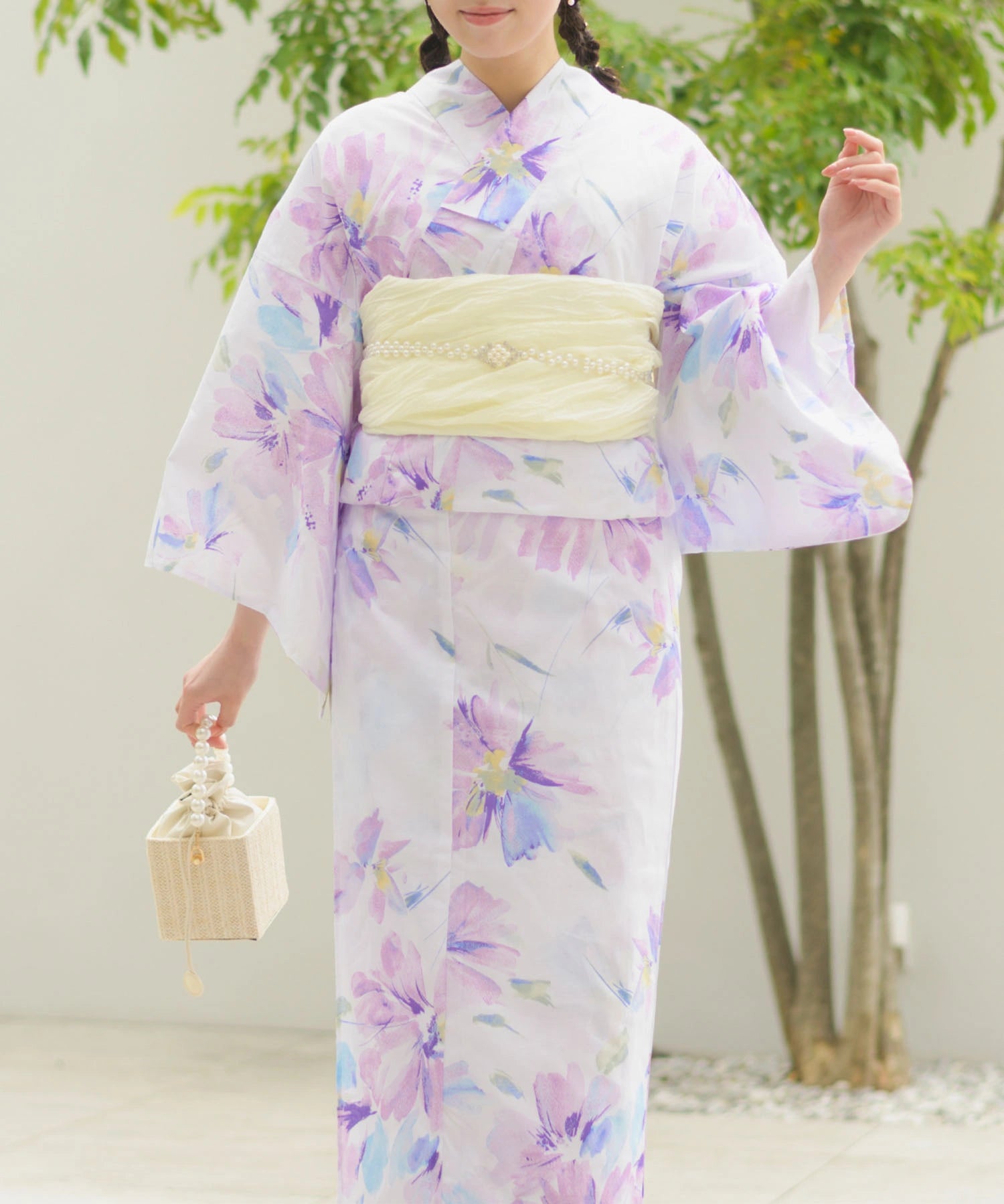 夏恋浴衣 マーガレットの花便り 4点セット(浴衣・兵児帯・腰紐×2)