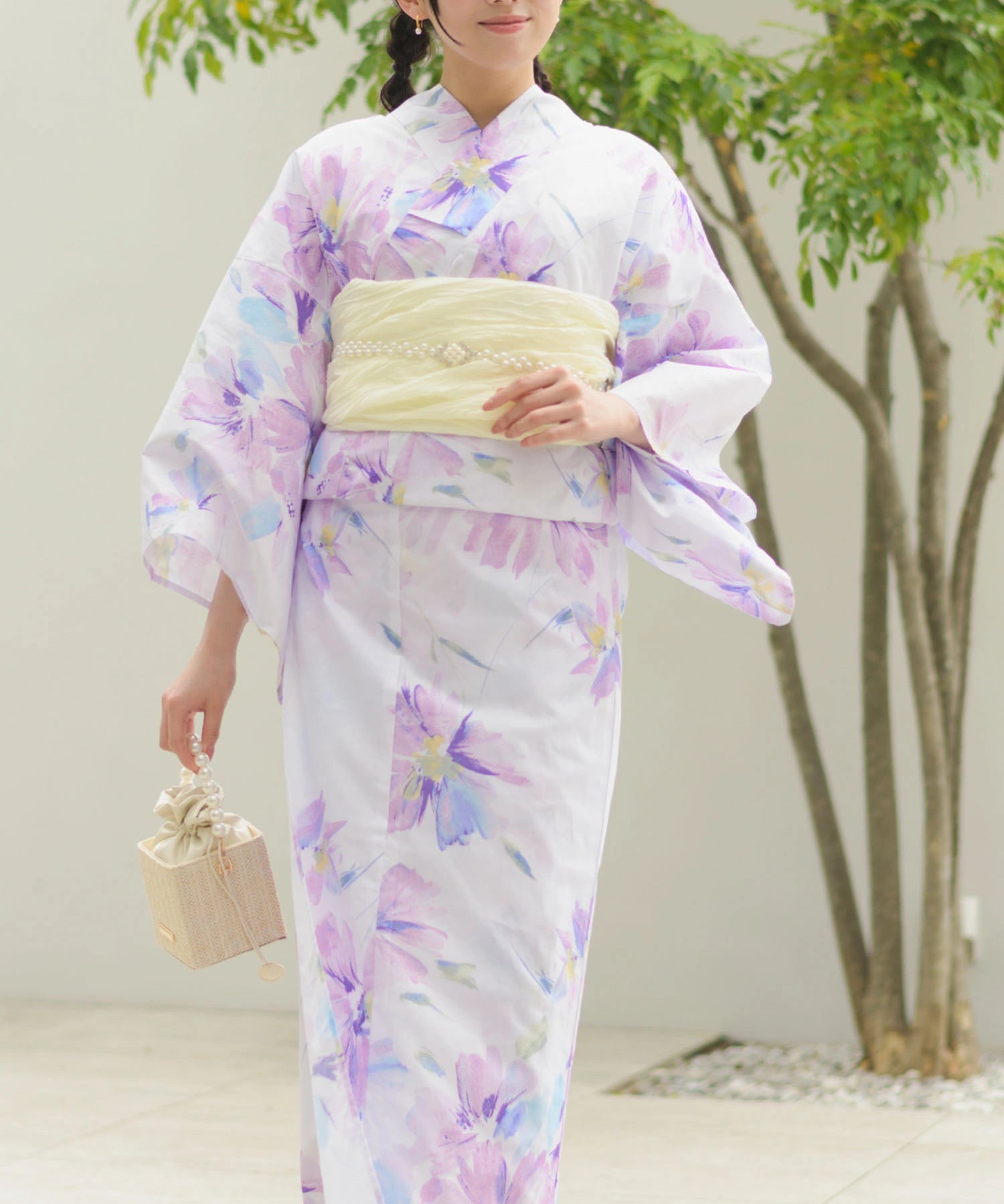 夏恋浴衣 マーガレットの花便り 4点セット(浴衣・兵児帯・腰紐×2)