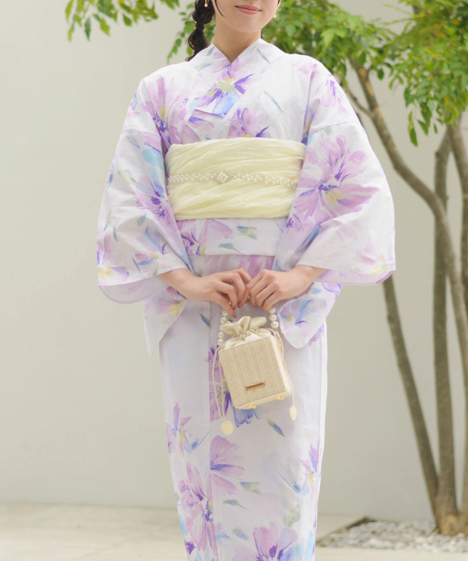 夏恋浴衣 マーガレットの花便り 4点セット(浴衣・兵児帯・腰紐×2)