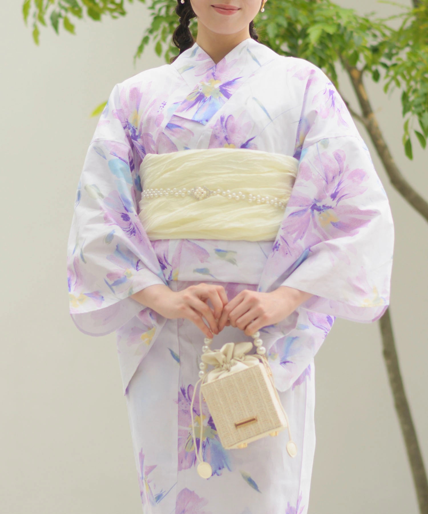 夏恋浴衣 マーガレットの花便り 4点セット(浴衣・兵児帯・腰紐×2)