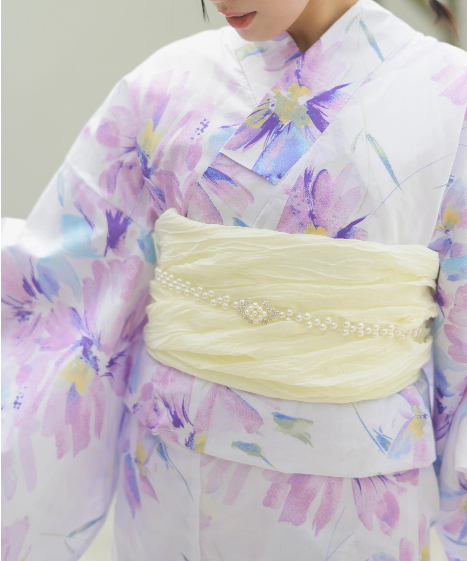 夏恋浴衣 マーガレットの花便り 4点セット(浴衣・兵児帯・腰紐×2)