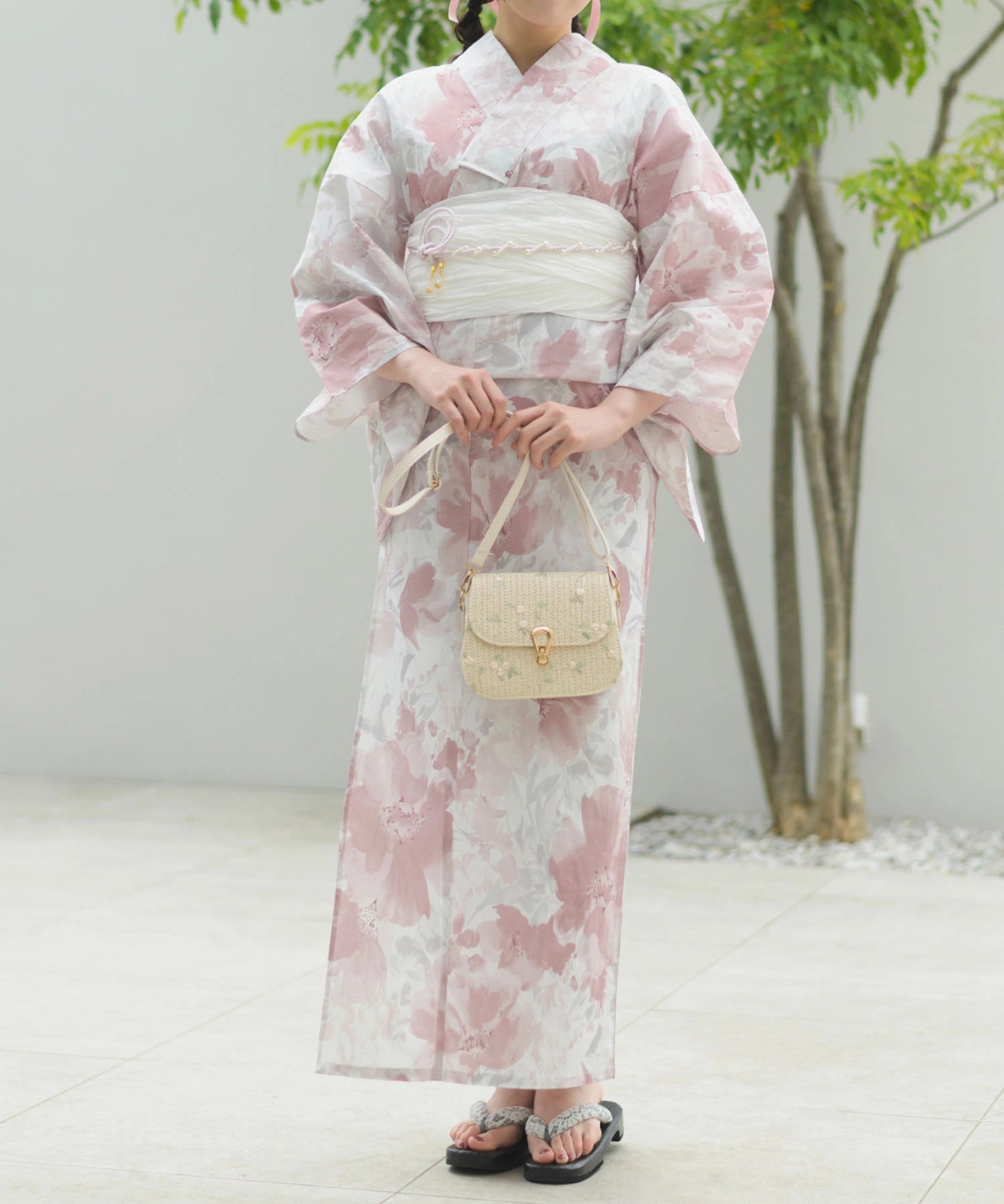 夏恋浴衣 恋花模様 4点セット(浴衣・兵児帯・腰紐×2)