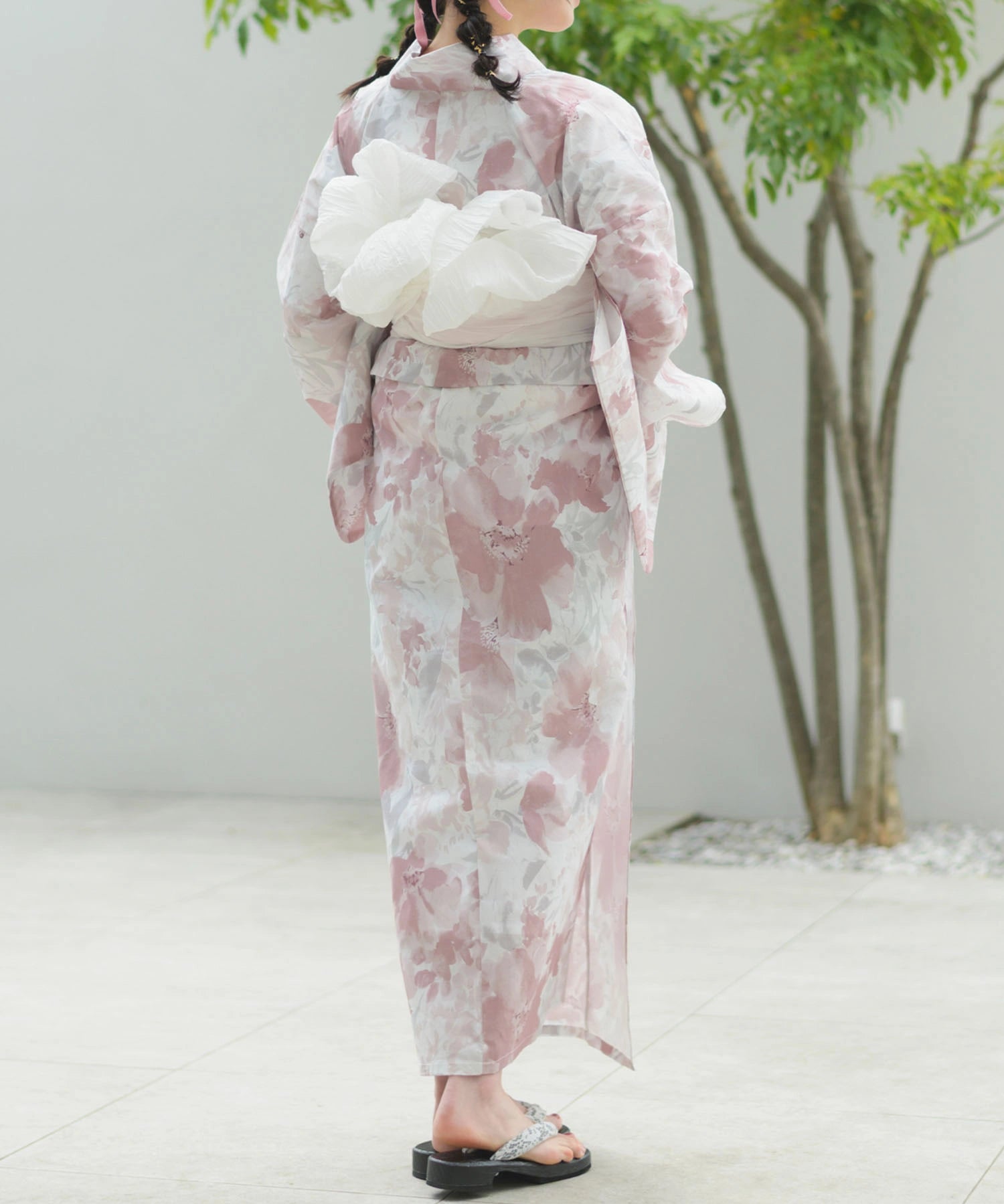 夏恋浴衣 恋花模様 下駄付き5点セット(浴衣・兵児帯・腰紐×2・下駄)