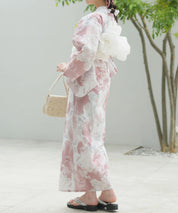 夏恋浴衣 恋花模様 下駄付き5点セット(浴衣・兵児帯・腰紐×2・下駄)