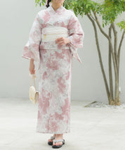 夏恋浴衣 恋花模様 下駄付き5点セット(浴衣・兵児帯・腰紐×2・下駄)