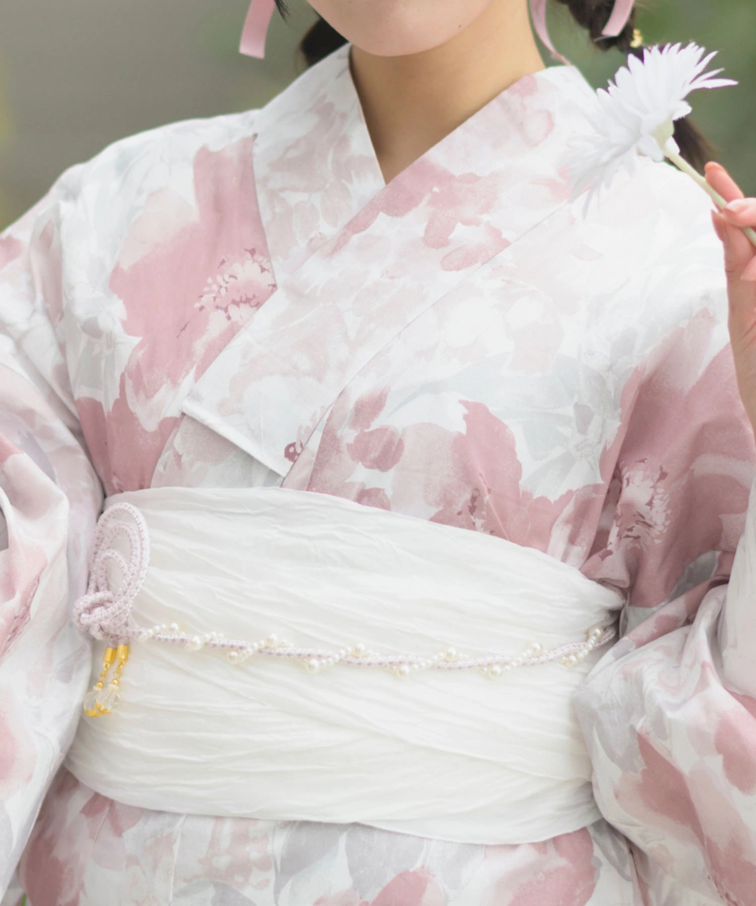 夏恋浴衣 恋花模様 4点セット(浴衣・兵児帯・腰紐×2)