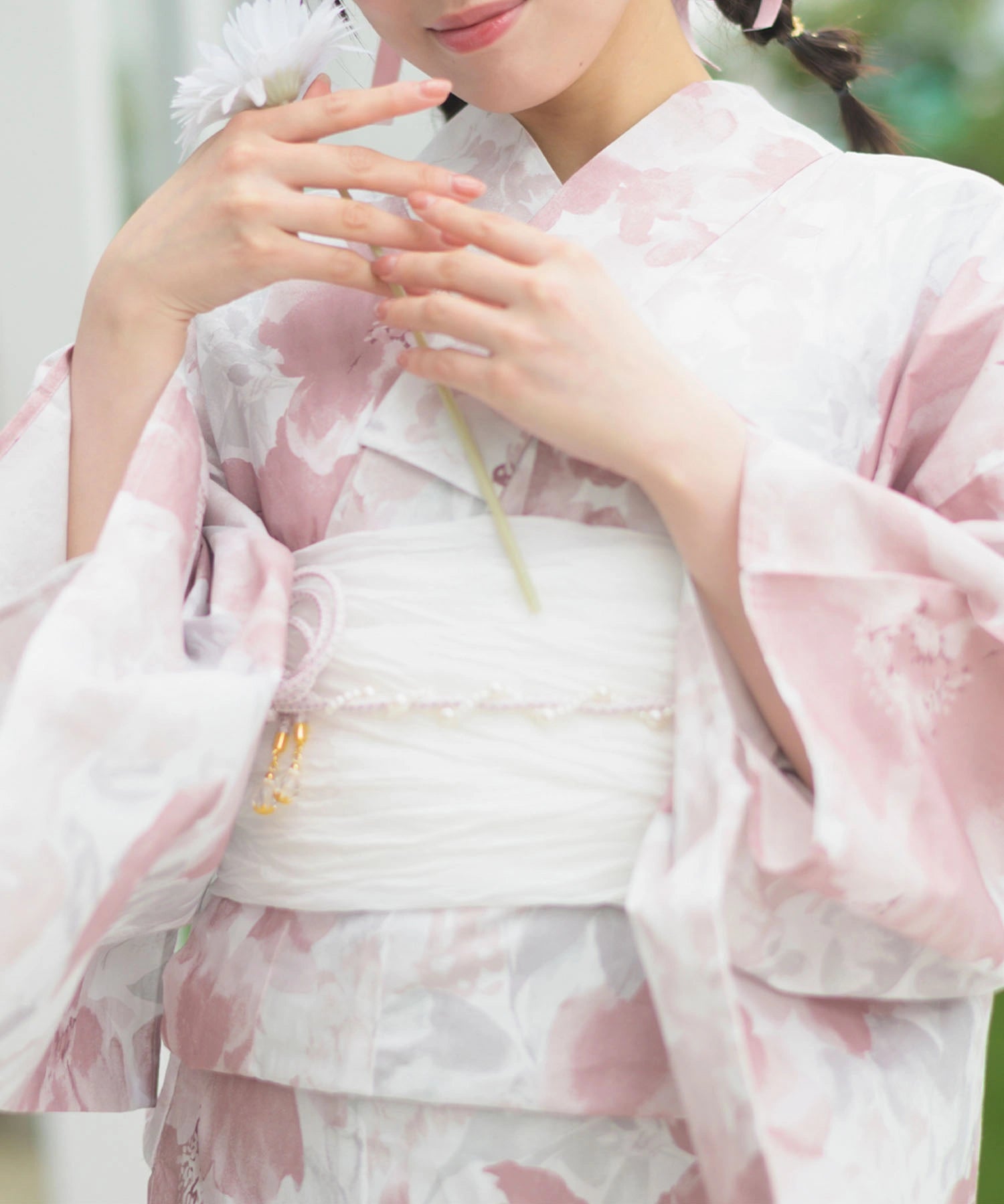 夏恋浴衣 恋花模様 4点セット(浴衣・兵児帯・腰紐×2)