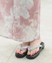 夏恋浴衣 恋花模様 下駄付き5点セット(浴衣・兵児帯・腰紐×2・下駄)