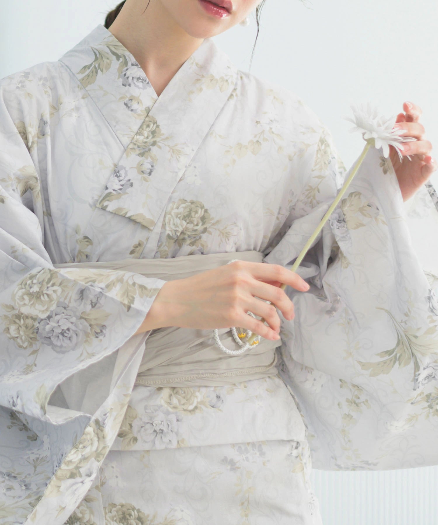 夏恋浴衣 ロココ調まったりミントミルク 4点セット(浴衣・兵児帯・腰紐×2)