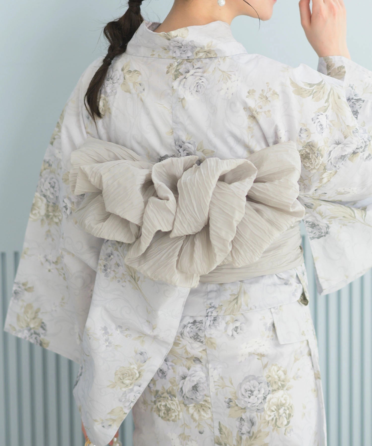 夏恋浴衣 ロココ調まったりミントミルク 4点セット(浴衣・兵児帯・腰紐×2)