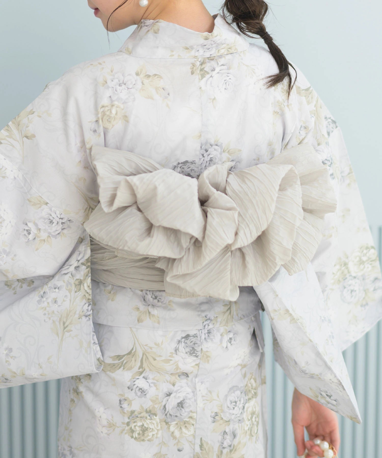 夏恋浴衣 ロココ調まったりミントミルク 4点セット(浴衣・兵児帯・腰紐×2)