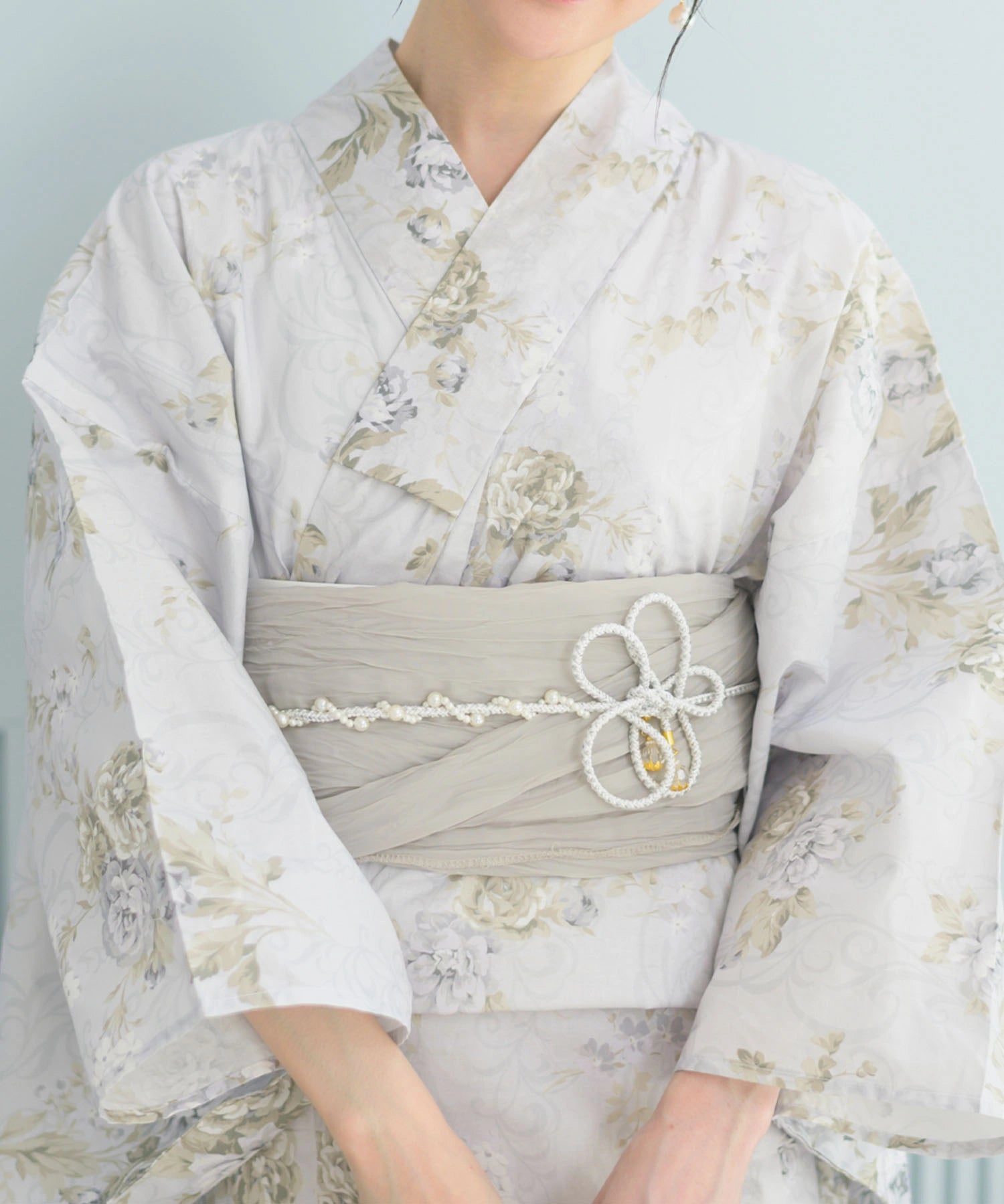 夏恋浴衣 ロココ調まったりミントミルク 4点セット(浴衣・兵児帯・腰紐×2)