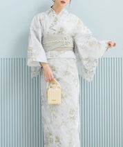 夏恋浴衣 ロココ調まったりミントミルク 4点セット(浴衣・兵児帯・腰紐×2)