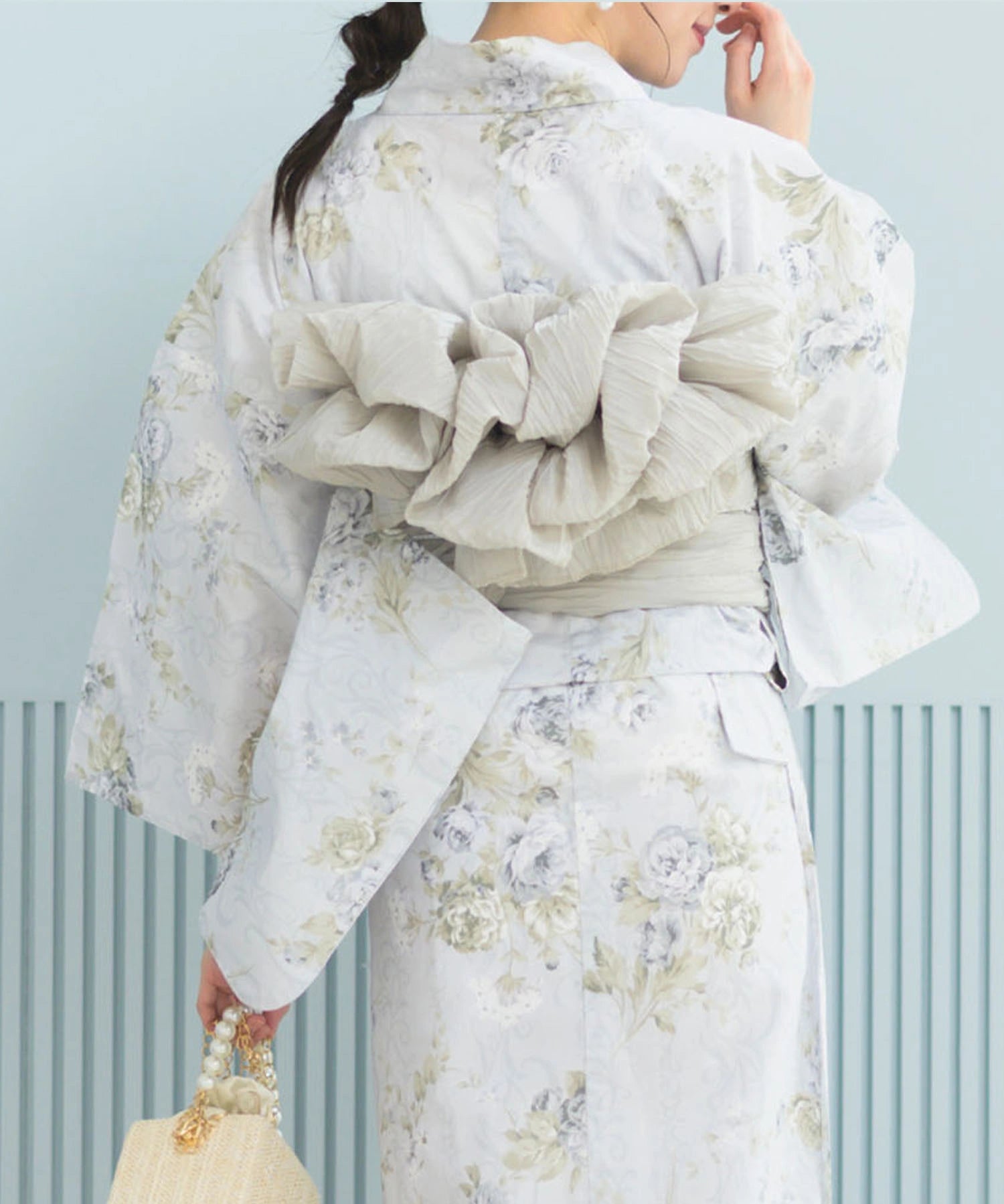 夏恋浴衣 ロココ調まったりミントミルク 4点セット(浴衣・兵児帯・腰紐×2)