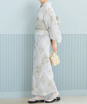 夏恋浴衣 ロココ調まったりミントミルク 下駄付き5点セット(浴衣・兵児帯・腰紐×2・下駄)