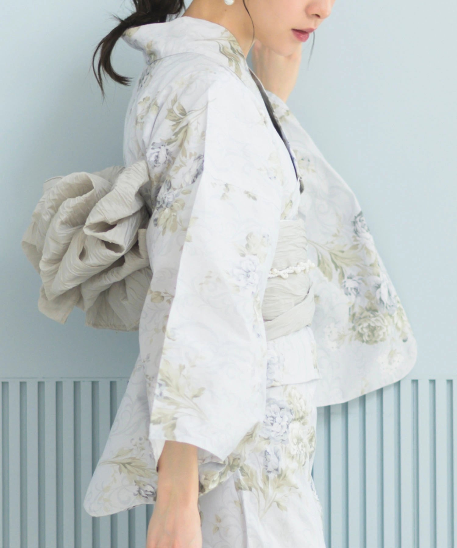 夏恋浴衣 ロココ調まったりミントミルク 4点セット(浴衣・兵児帯・腰紐×2)