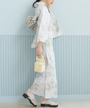 夏恋浴衣 ロココ調まったりミントミルク 下駄付き5点セット(浴衣・兵児帯・腰紐×2・下駄)