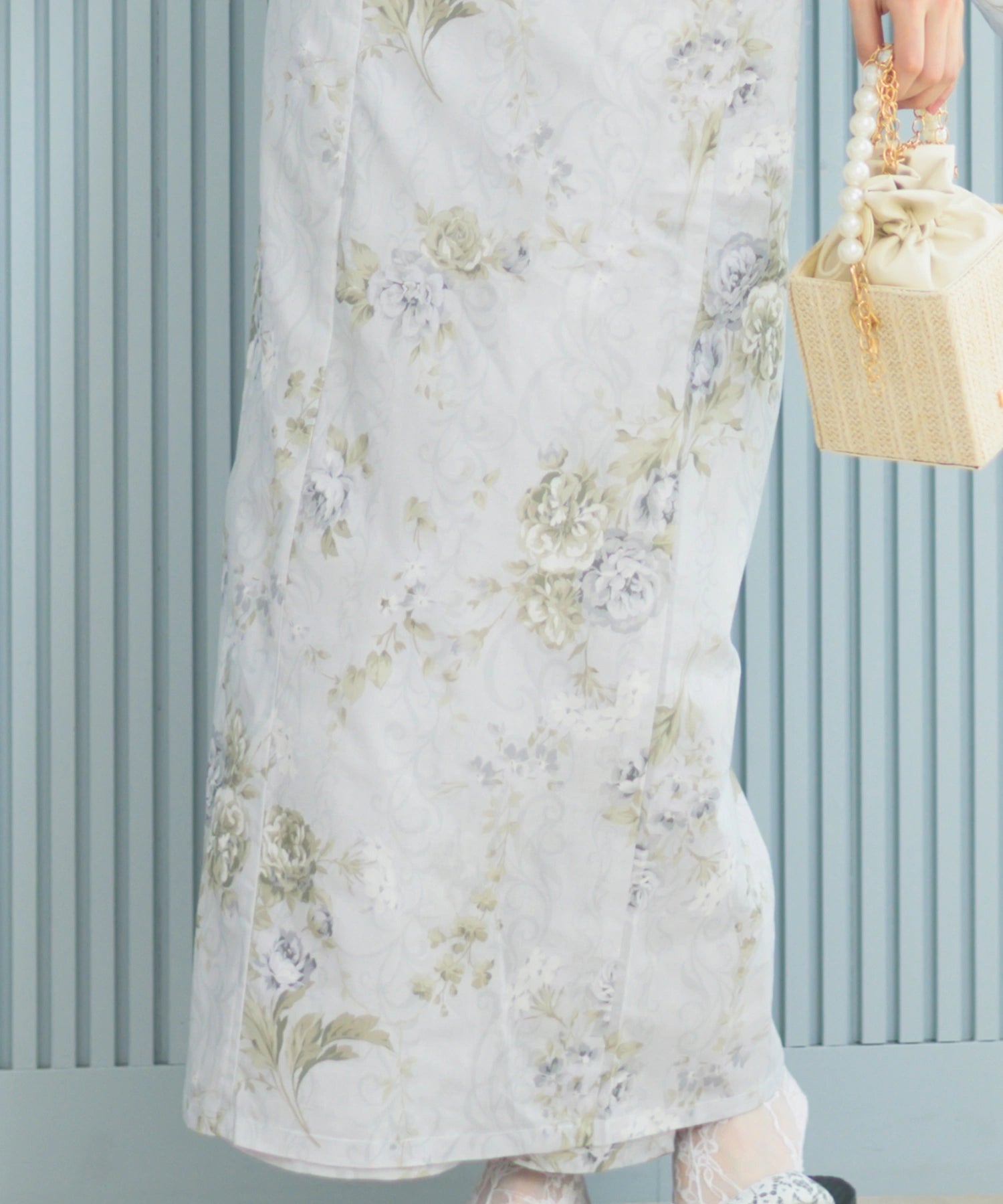 夏恋浴衣 ロココ調まったりミントミルク 4点セット(浴衣・兵児帯・腰紐×2)