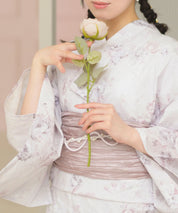 夏恋浴衣 ロココ調ほんわかローズミルク 4点セット(浴衣・兵児帯・腰紐×2)