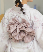 夏恋浴衣 ロココ調ほんわかローズミルク 下駄付き5点セット(浴衣・兵児帯・腰紐×2・下駄)