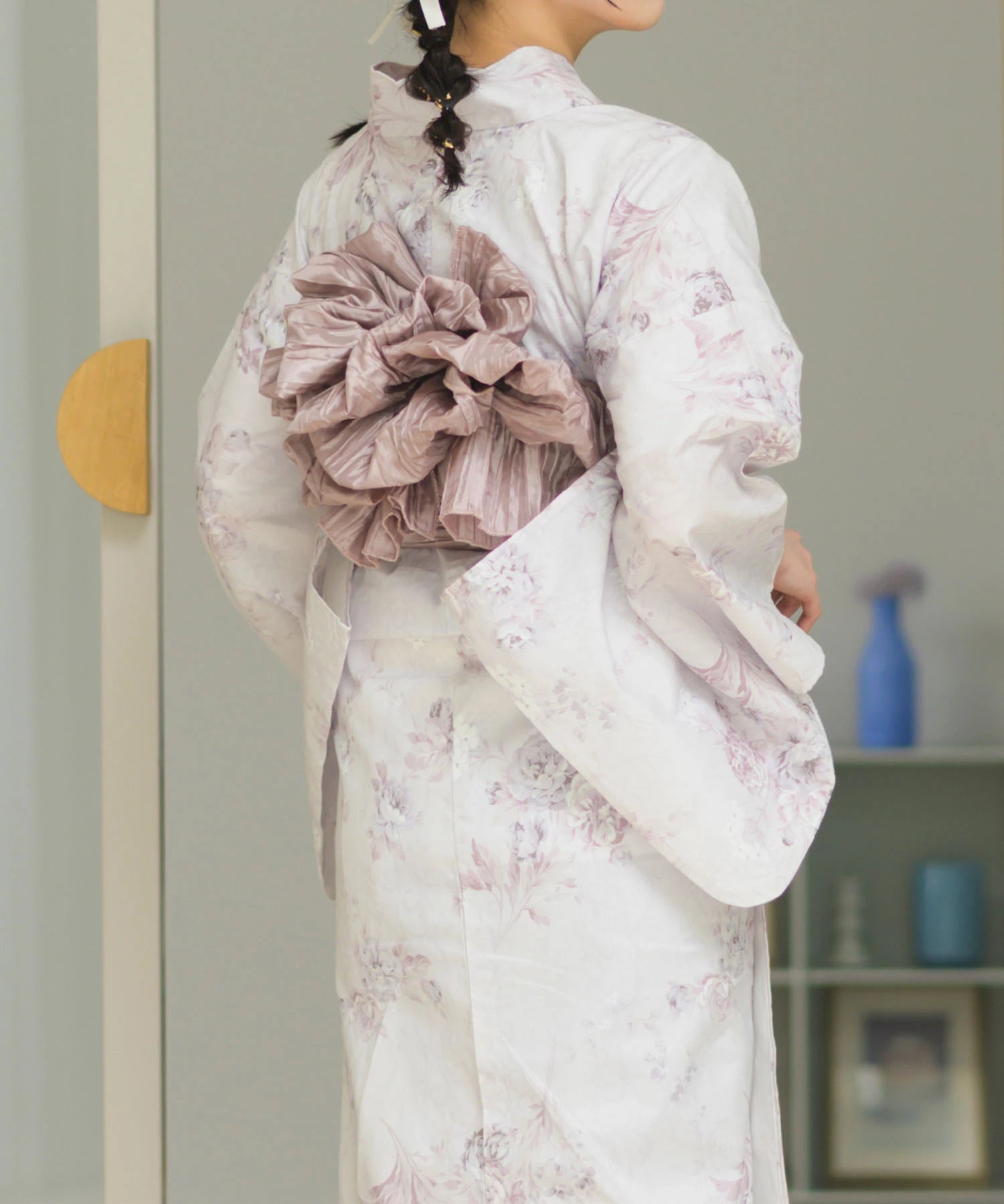 夏恋浴衣 ロココ調ほんわかローズミルク 4点セット(浴衣・兵児帯・腰紐×2)