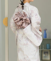 夏恋浴衣 ロココ調ほんわかローズミルク 4点セット(浴衣・兵児帯・腰紐×2)