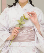 夏恋浴衣 ロココ調ほんわかローズミルク 4点セット(浴衣・兵児帯・腰紐×2)