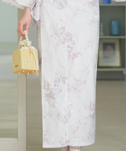 夏恋浴衣 ロココ調ほんわかローズミルク 下駄付き5点セット(浴衣・兵児帯・腰紐×2・下駄)