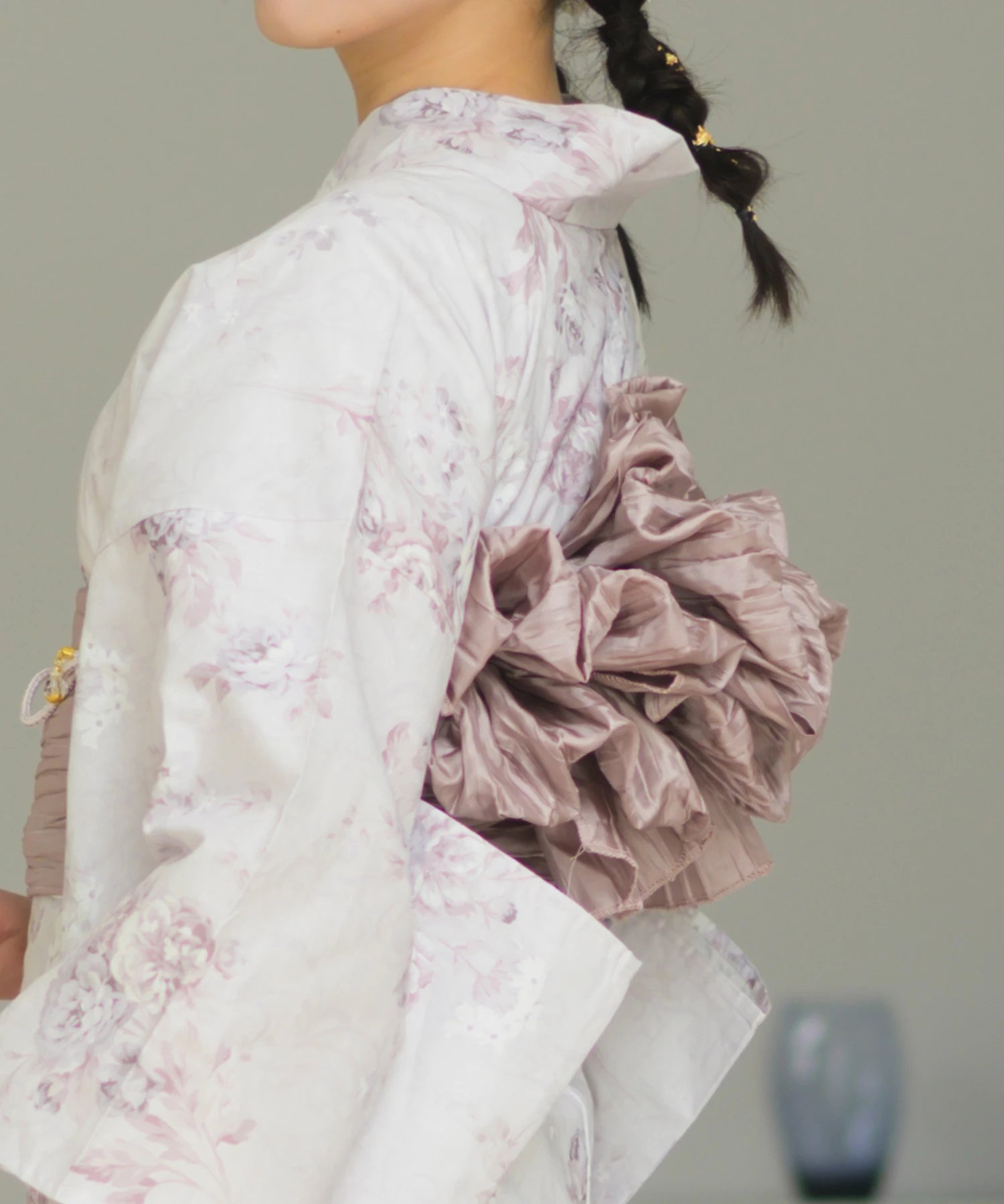 夏恋浴衣 ロココ調ほんわかローズミルク 4点セット(浴衣・兵児帯・腰紐×2)