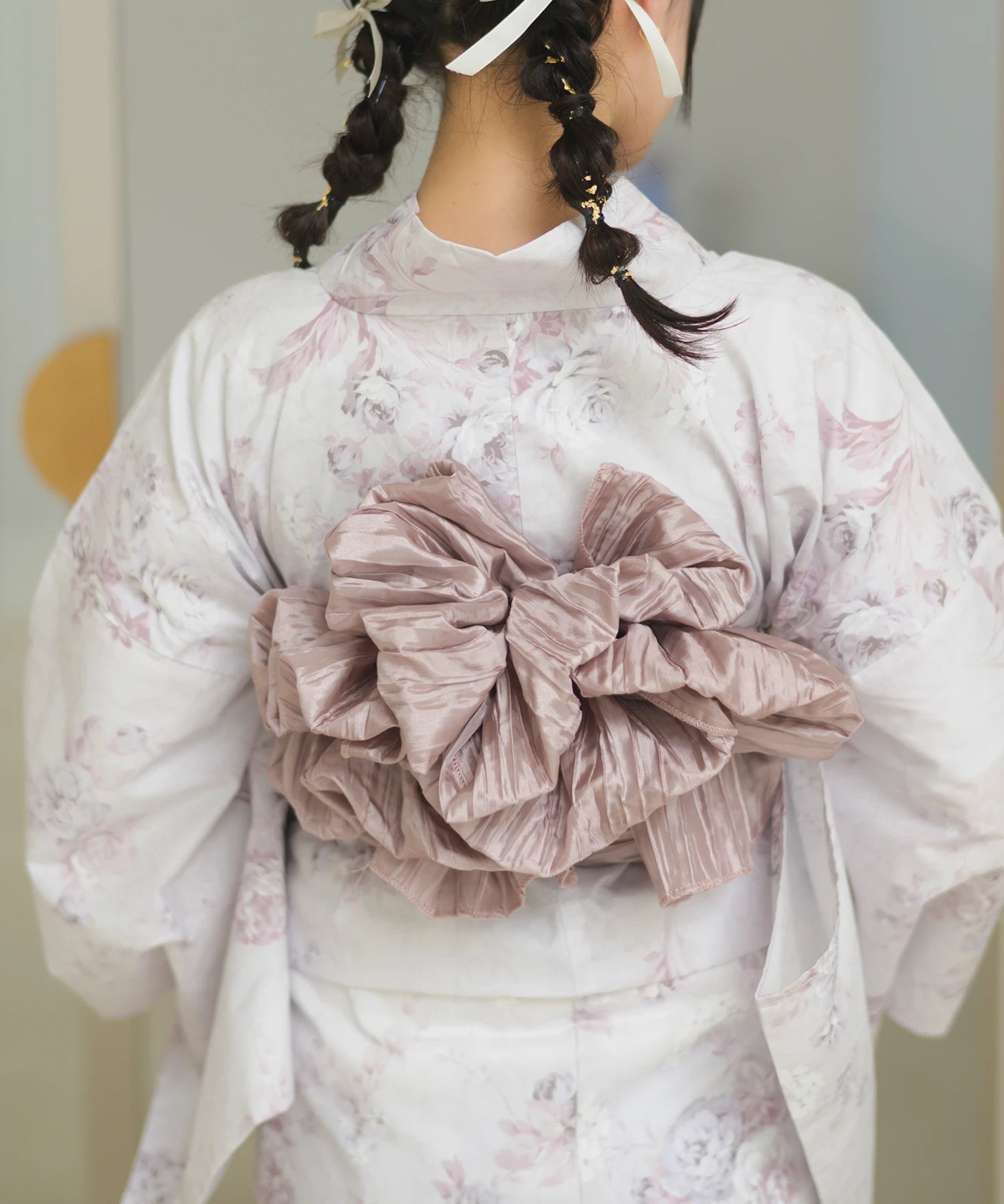 夏恋浴衣 ロココ調ほんわかローズミルク 4点セット(浴衣・兵児帯・腰紐×2)