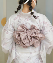 夏恋浴衣 ロココ調ほんわかローズミルク 4点セット(浴衣・兵児帯・腰紐×2)